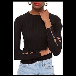 NWT Topshop Studded Ribbed Sweater - Size 10 - Black